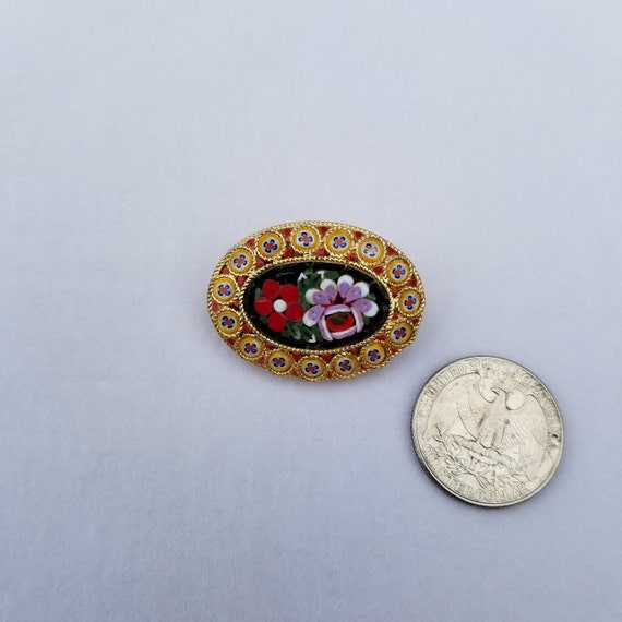 Vintage Mosaic Floral Brooch / 1950s Italian Glas… - image 9