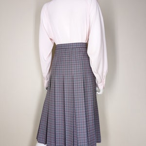 Vintage Pleated Wool Skirt, Small, Tartan Plaid School Girl Skirt, Topstitch Pleated Turnabout Skirt image 3