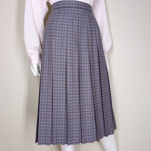 Vintage Pleated Wool Skirt, Small, Tartan Plaid School Girl Skirt, Topstitch Pleated Turnabout Skirt image 6
