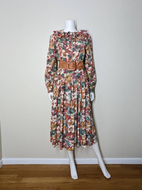 Vintage Floral Dress Set, Medium / Autumnal Flora… - image 4