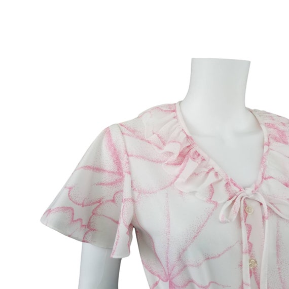 Vintage Ruffle Collar Blouse, Small / 1970s Flora… - image 5