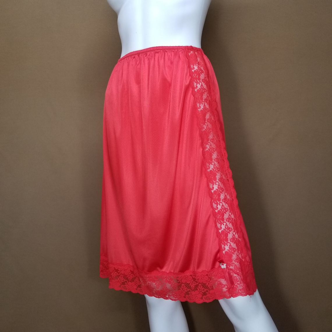 Vintage Red Lace Half Slip / Red Lingerie / Sheer Lace Insert Etsy