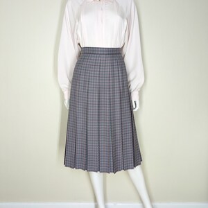 Vintage Pleated Wool Skirt, Small, Tartan Plaid School Girl Skirt, Topstitch Pleated Turnabout Skirt image 7