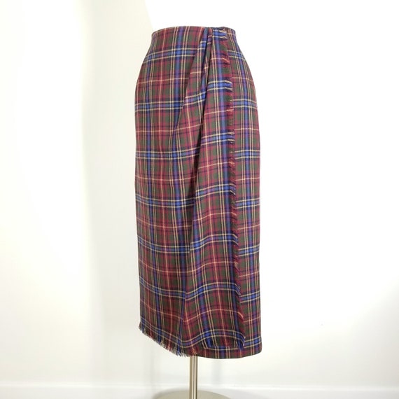 Vintage Plaid Skirt, Medium / Long Fringed Tartan… - image 3