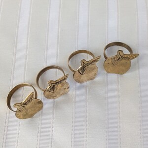 Vintage Brass Napkin Rings, Set of 4, Apple Shape Napkin Rings for Dinner Napkins image 8