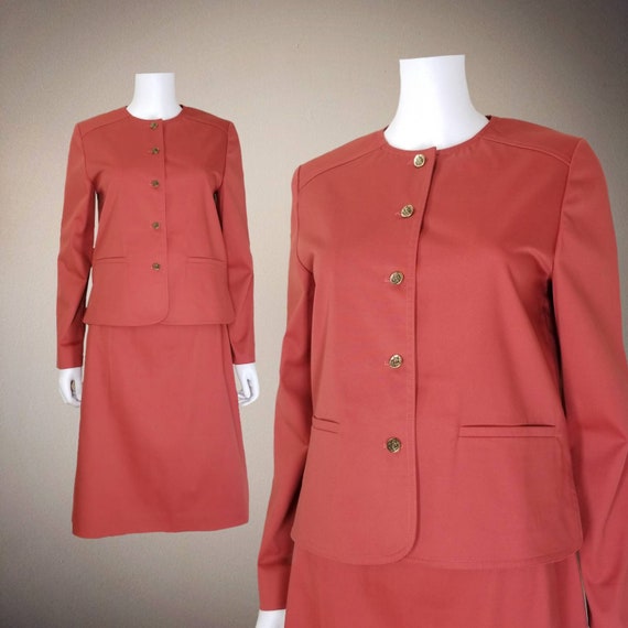 Vintage 70s Skirt Suit, Medium / Mod Twill Suit w… - image 2