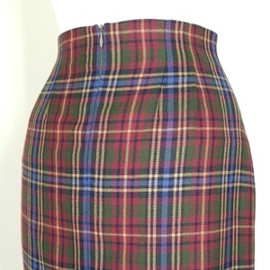Vintage Plaid Skirt, Medium / Long Fringed Tartan Skirt / Faux Wrap Winter Skirt / Plaid Pinup Skirt / 1990s Straight Pencil Skirt image 8