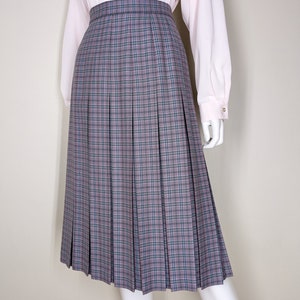 Vintage Pleated Wool Skirt, Small, Tartan Plaid School Girl Skirt, Topstitch Pleated Turnabout Skirt image 9