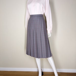 Vintage Pleated Wool Skirt, Small, Tartan Plaid School Girl Skirt, Topstitch Pleated Turnabout Skirt image 2