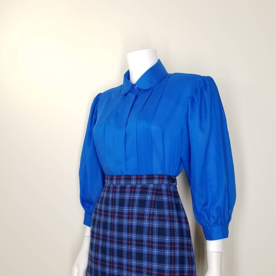 Vintage Pleated Blouse, Medium Large / Puffy Slee… - image 3