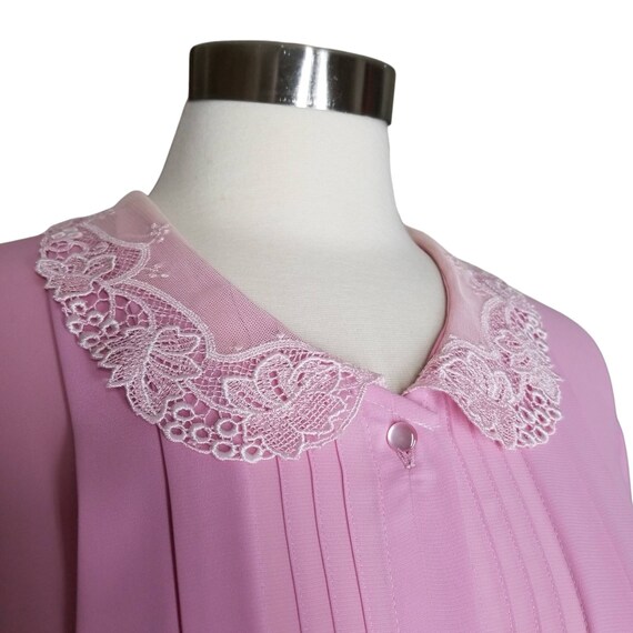 Vintage Lace Collar Blouse, Medium / 80s Pleated … - image 5