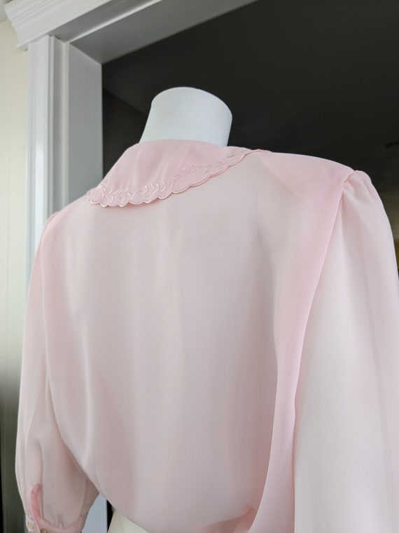 Vintage Pink Pleated Blouse, Medium / Sheer Crepe… - image 6