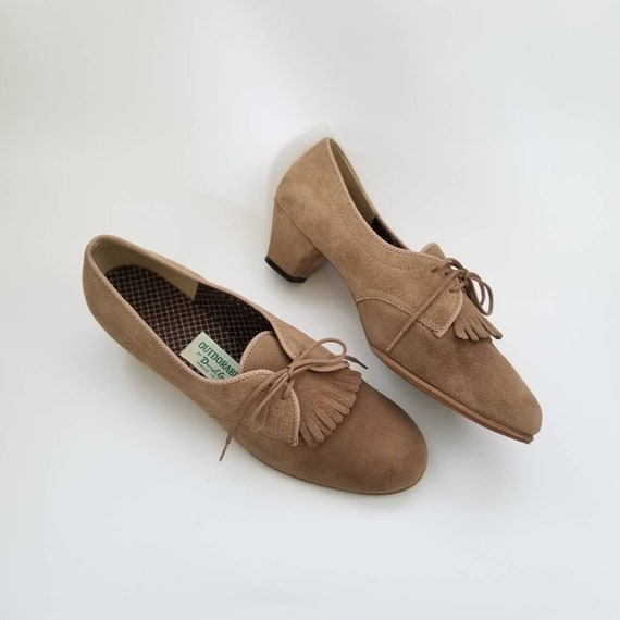 Vintage gefranjerde suède hakken maat 8 1/2 / lichtbruine - Etsy Nederland