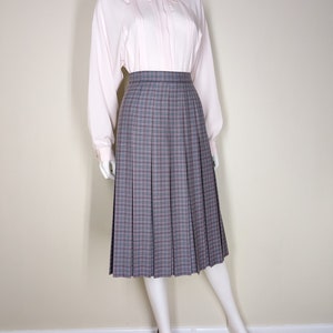 Vintage Pleated Wool Skirt, Small, Tartan Plaid School Girl Skirt, Topstitch Pleated Turnabout Skirt image 5