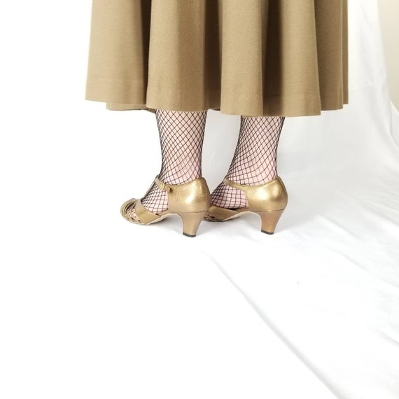 Vintage 1960s GOLD LAME wGLITTER Sling Backs by Dream Step Originals size 8.5