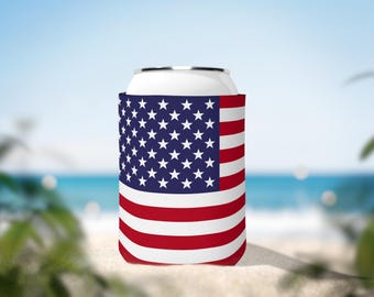 アメリカ国旗柄缶クーラースリーブ｜星条旗デザインの飲料用保冷カバー