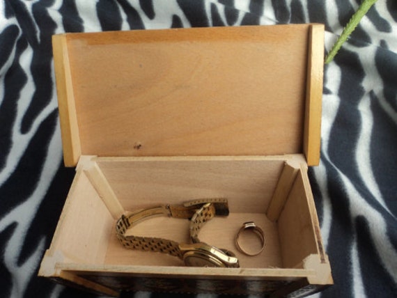 Wooden Jewelry Box Storage Box Trinket  Round Tri… - image 3