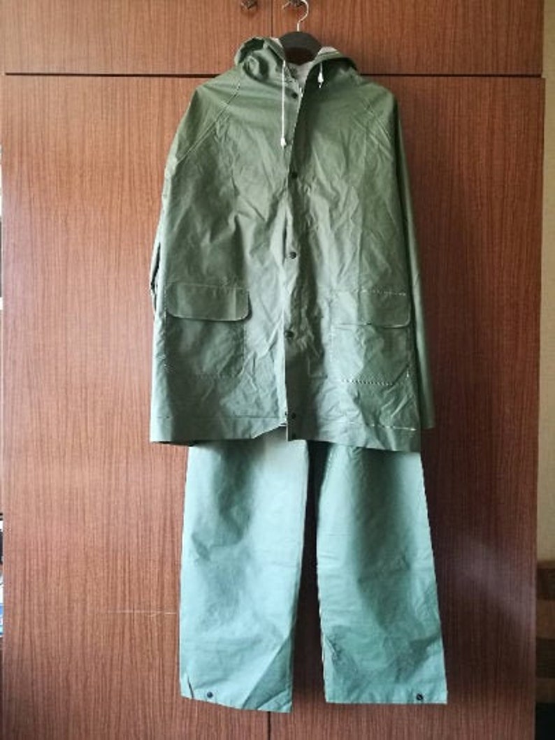 Anorak set Vintage Fireman Set Old Cloak Retro trousers Vintage Anorak Fireman Set Vintage Mantle Fireman trousers Camping Hiking Biking
