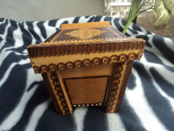 Wooden Jewelry Box Storage Box Trinket  Round Tri… - image 4