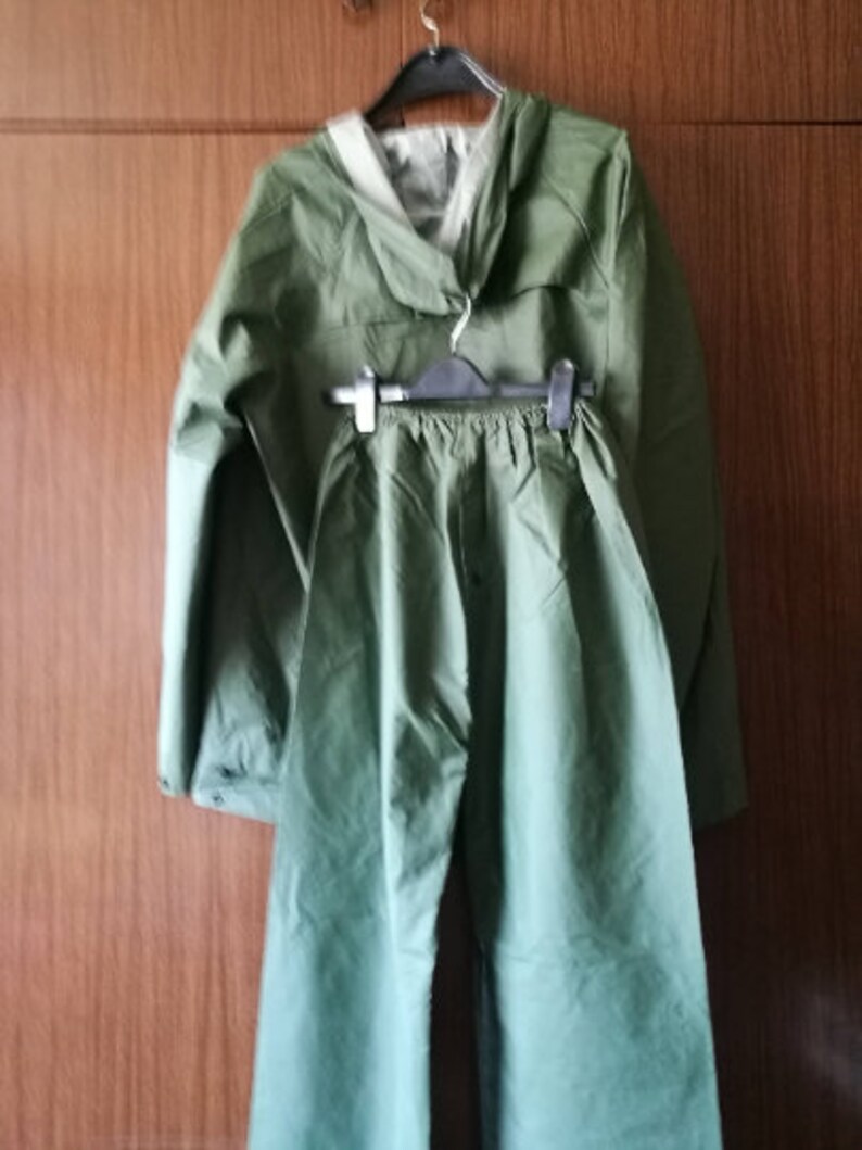 Anorak set Vintage Fireman Set Old Cloak Retro trousers Vintage Anorak Fireman Set Vintage Mantle Fireman trousers Camping Hiking Biking