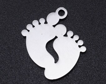 Pendentif PIED de BEBE en acier inoxydable