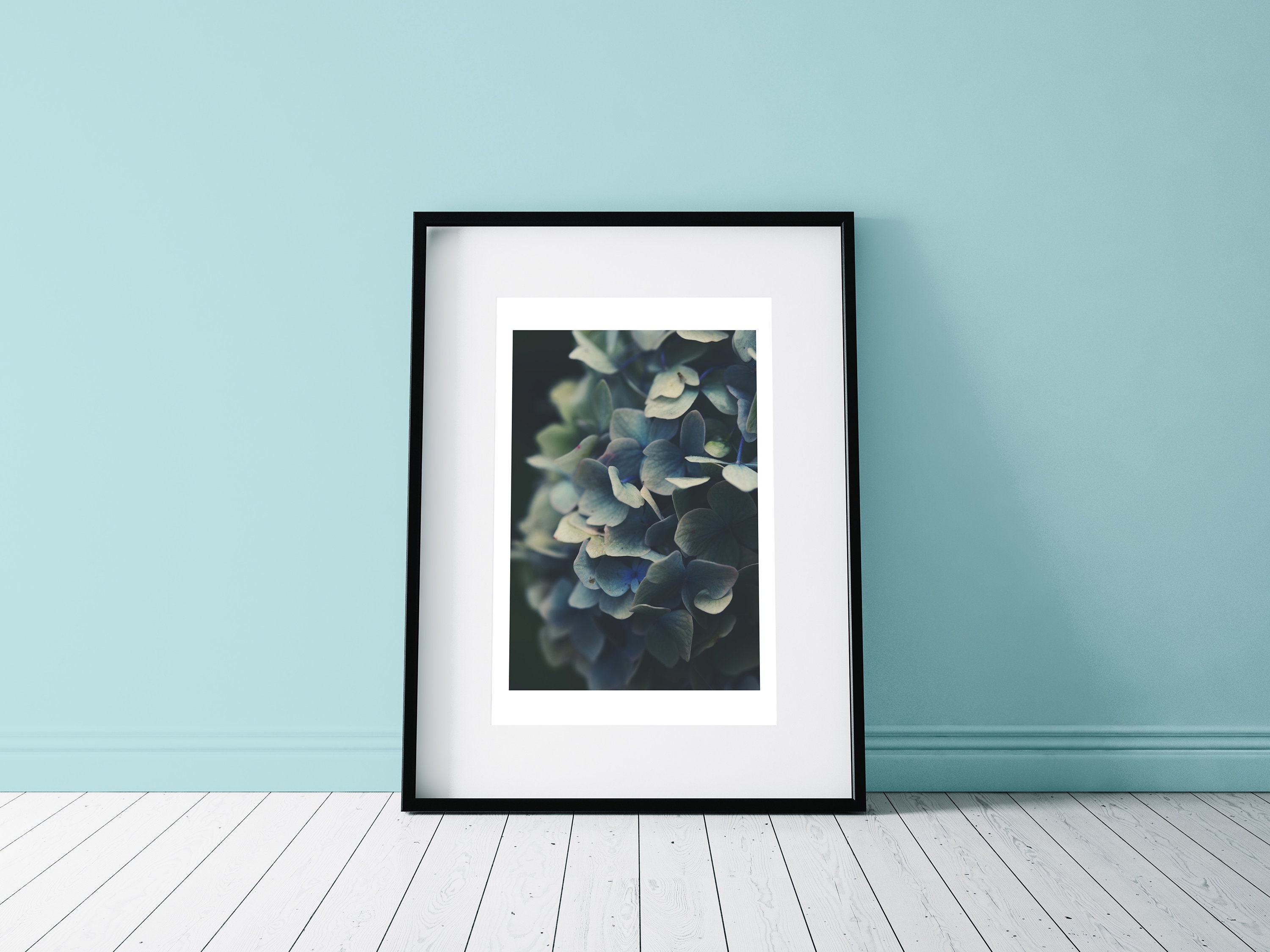 Blue Hydrangea A3 Gallery Wall Art Hydrangea Wall Art Light Etsy UK