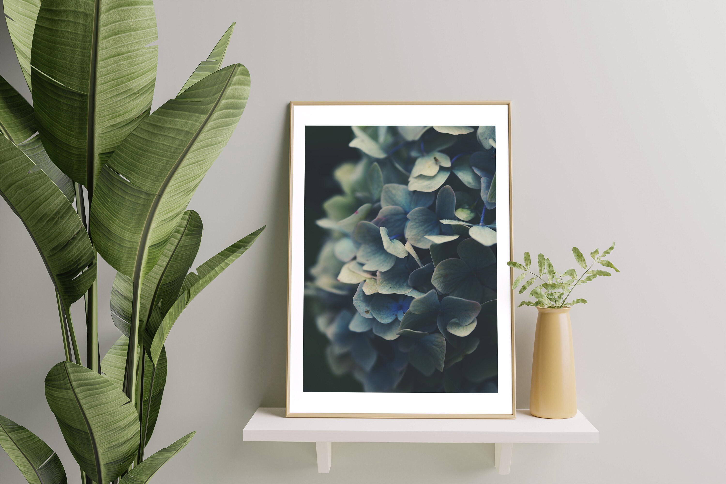 Blue Hydrangea A3 Gallery Wall Art Hydrangea Wall Art Light Etsy UK