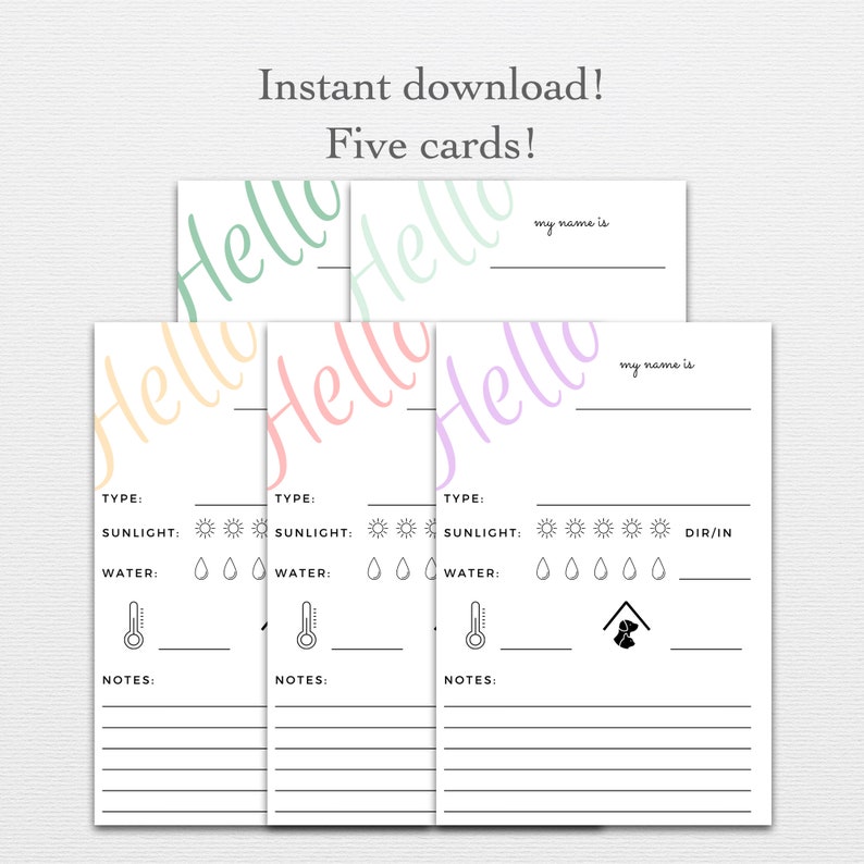 Houseplant Label Care Card Printable Houseplant Name Card Etsy UK