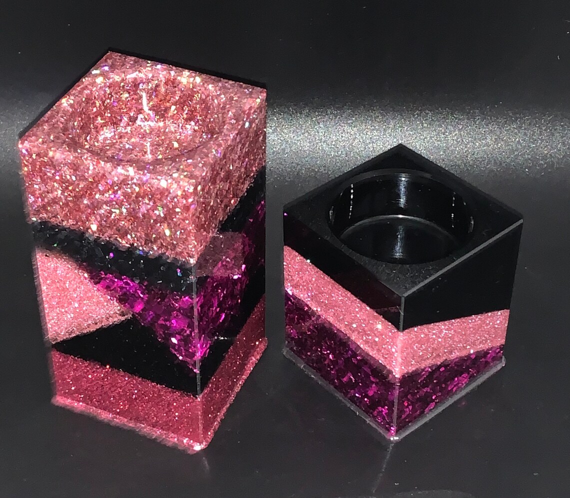 2 geometric designed tea light holders. Etsy