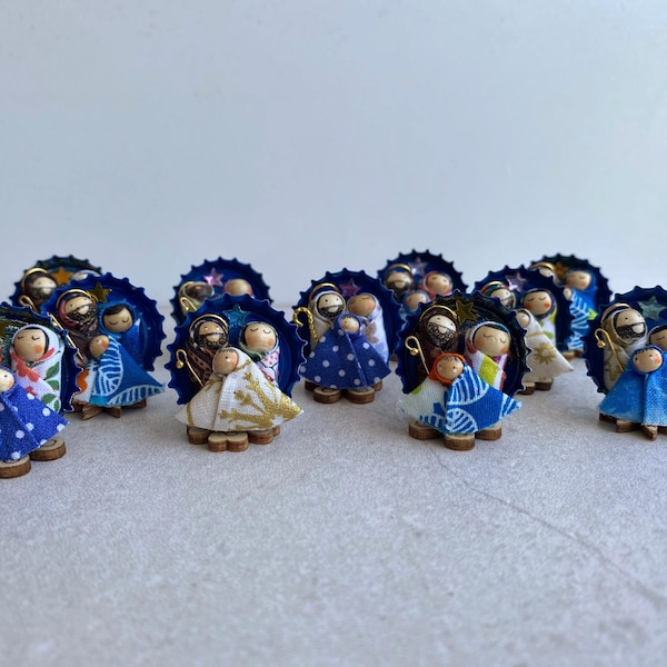 Miniature tinplate nativity scene.