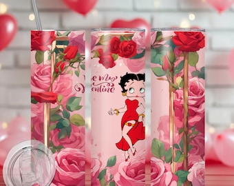 Betty Boop cartoon Valentines Day Themed 20oz Tumbler digital print, wall art sublimation print 2 Designs
