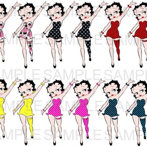 Betty Boop Polka Dot Dress 20 diseños, sublimación, camiseta, cricut, silueta cameo cut files