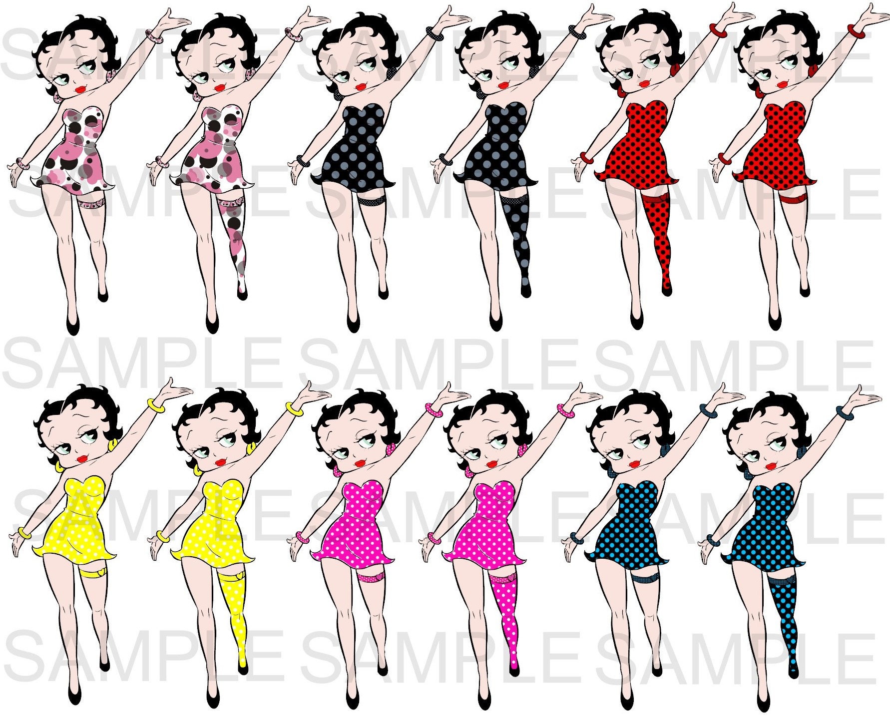 Betty Boop Polka Dot Dress 20 Designs, Sublimation, T Shirt 
