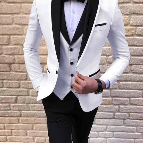 Men Wedding Suits 3 Piece Suit White 
