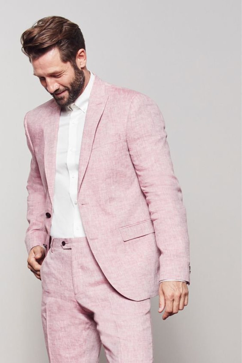 Buy Men Linen Suits Summer Beach Party Wear 2 Piece Suits Linen Online