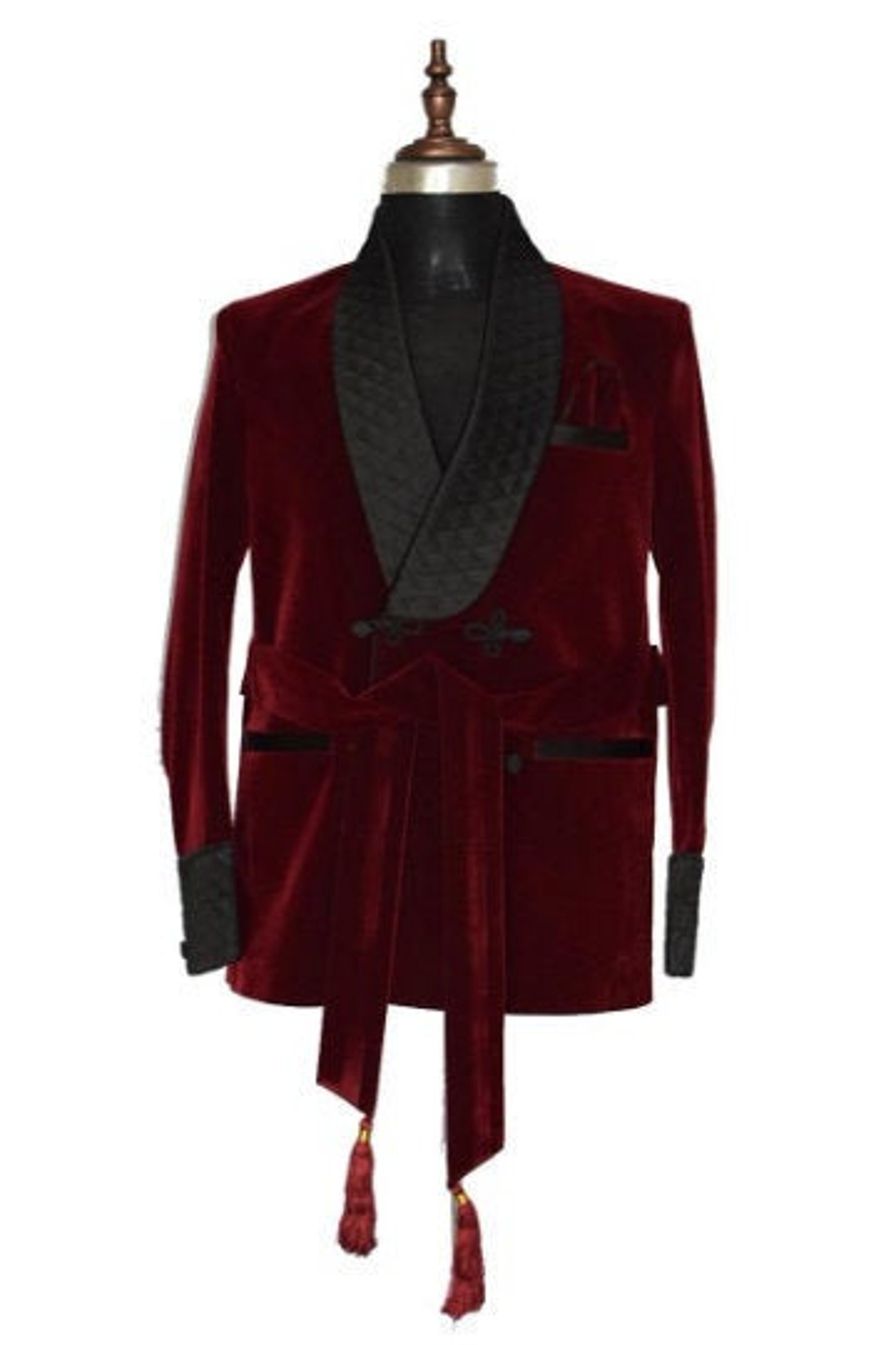 Smoking Jacket Velvet Smoking Robe Men Belted Quilted Robe Etsy UK