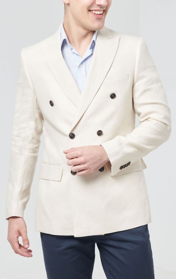 IVORY DOUBLE BREASTED Coat for Men Slim Fit Blazer Etsy