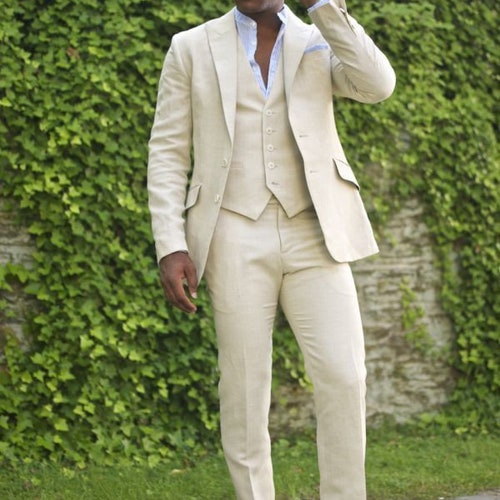 Men Linen Suit Ivory New Arrival Summer Suit 3 Piece | Etsy