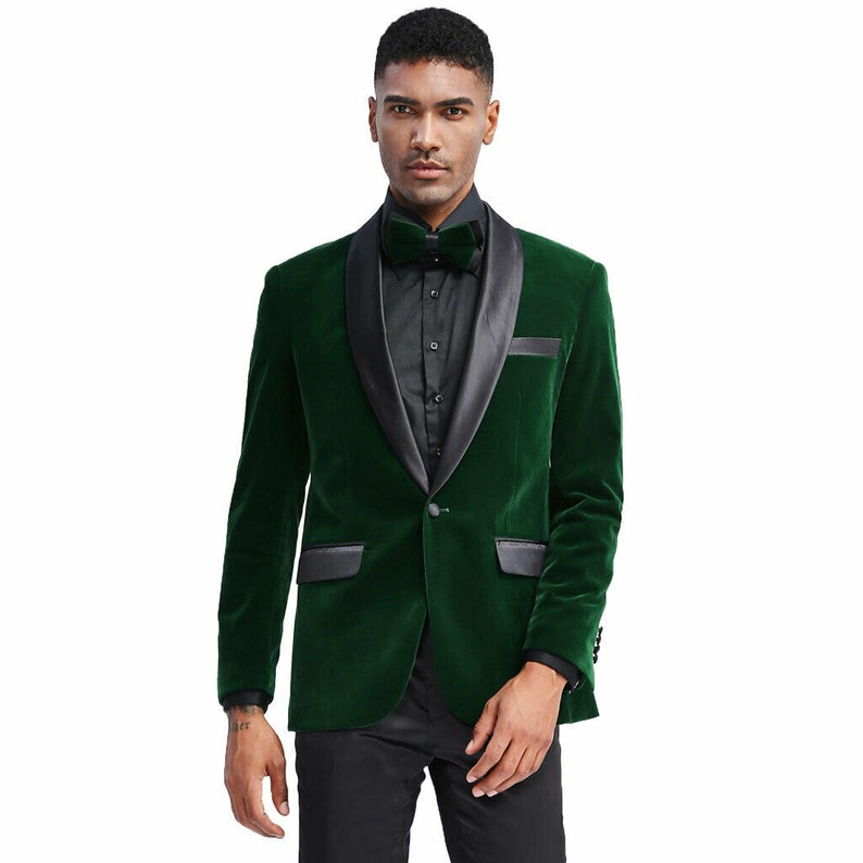 Tuxedo Jacket Men Green Velvet Dinner shops Coat Slim Fit Prom Jacket Peak Lapel One Button Blazer
