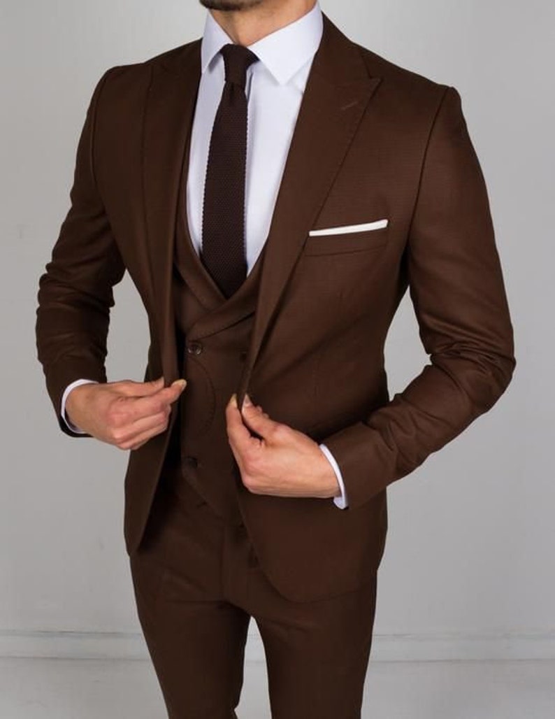 Men Suits 3 Piece Suit Dark Brown Suits for Men Slim Fit - Etsy Australia