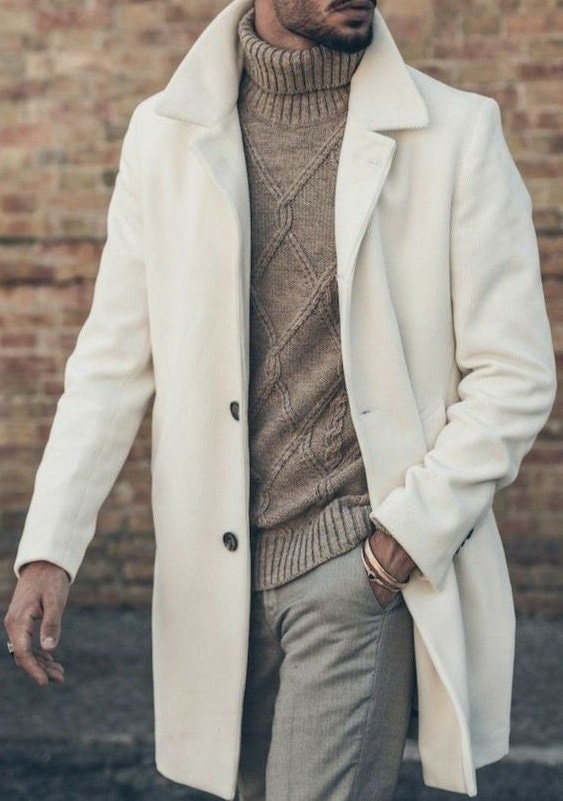 White winter coat for men store