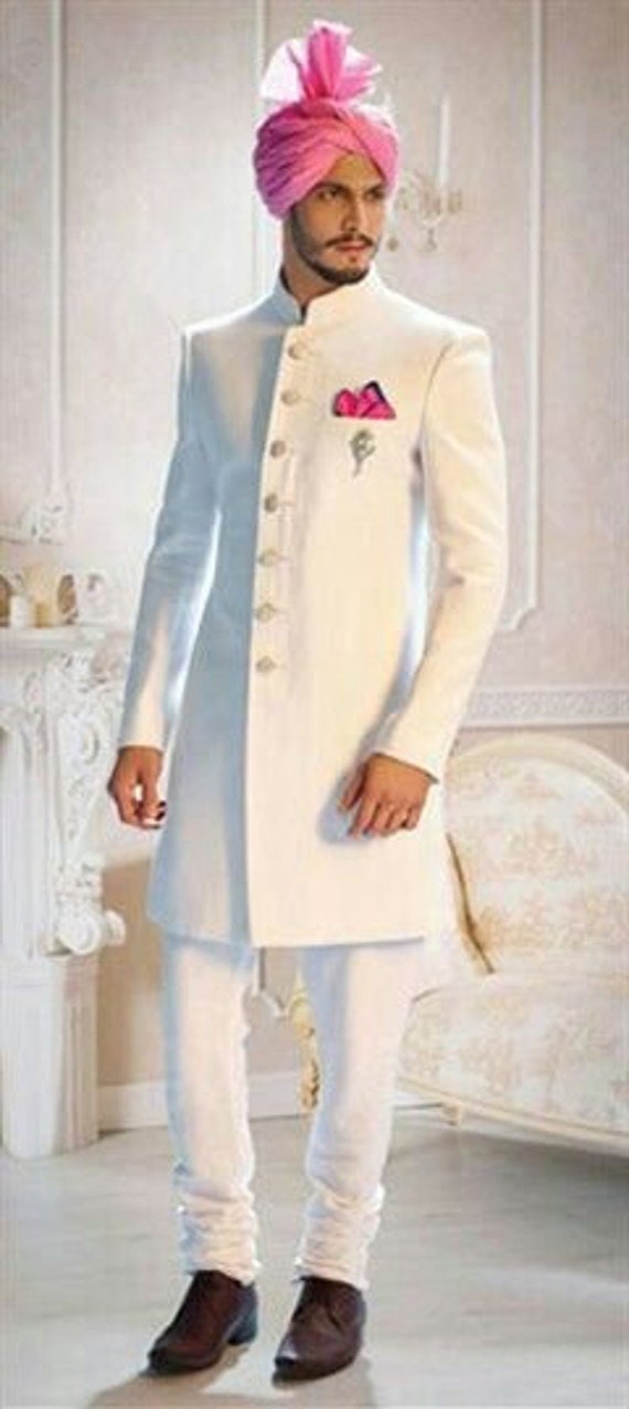 white sherwani suit