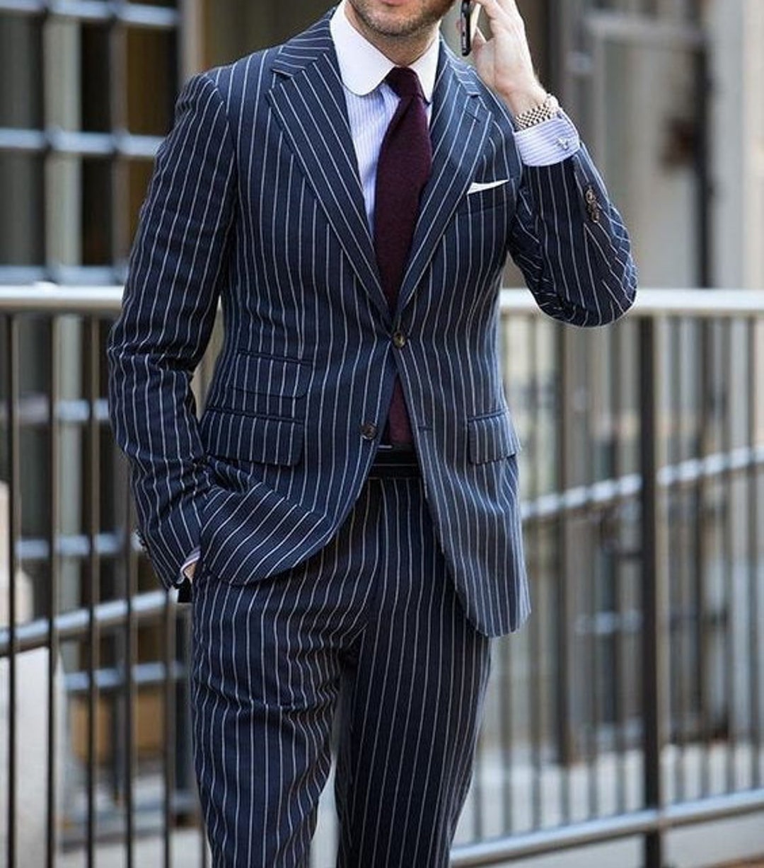 Men Suits, Pinstripe Suit, Suits for Men, Blue Suit Men, Blue Pin ...