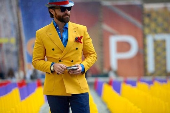 mustard yellow blazer mens