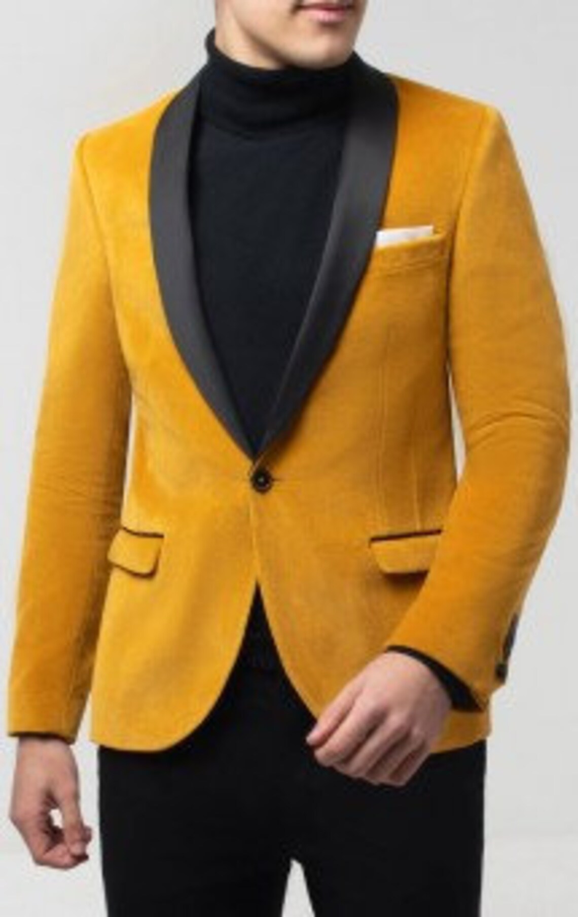 Men's Yellow Tuxedo Jacket Slim Fit One Button Party Wear Etsy
