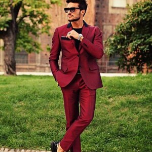 Men Suits Stylish 2 Piece Suit Slim Fit Red Suit One Button - Etsy