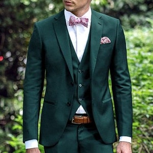 Men Suits, Green Wedding Suit for Men, Slim Fit One Button 3 Piece Suit ...