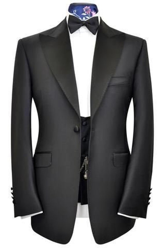 Tuxedo Jacket Men Black Slim Fit Notch 