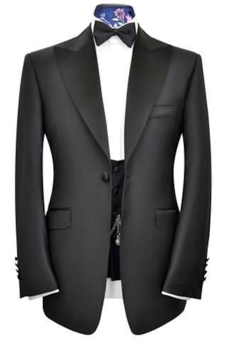 Black 2 Button Trimmed Lapel Tuxedo Jacket And Pant For Men main image 1