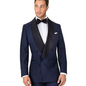 Tuxedo Jacket Men Navy Blue Double Breasted Blazer Slim Fit - Etsy